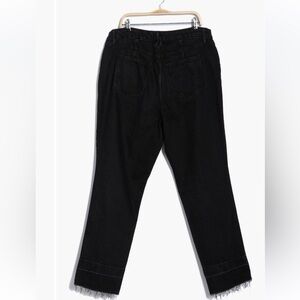 good american good icon high waist raw hem straight leg jeans black